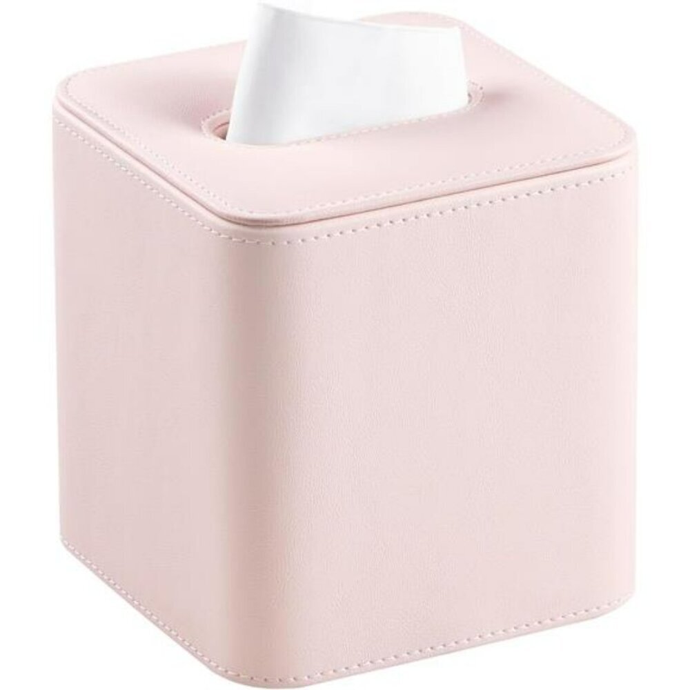 Pink PU leather tissue box cover square tissue holder bathroom bedroom office